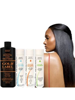 Gold Label 1000ml XL SET Professional Keratin Hair Treatment Specifically Designed for Coarse curly Thick Hair 