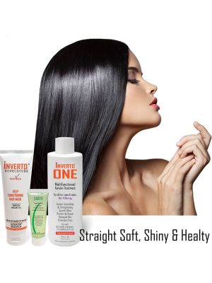 INVERTO ONE 180ml Formaldehyde-Free for LONG Hair at home Brazilian Keratin Hair Treatment Professional Results Straighten and Smooths hair
