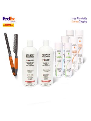 Complete Jumbo kit Brazilian Keratin Hair Treatment 2x Keratin Forte enhanced formula With Moroccan Argan oil Free Express Shipping Worldwide