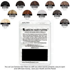 Samson Hair building fibers REFILL Kits 25 to 1000 grams Money Saving options suitable refill for Caboki Toppik and brands Free USA Shipping