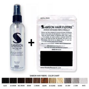 Samson Fiber Lock  SPRAY 4oz PLUS Hair building fibers 25 grams suitable replacement  for all brands of hair building fibers Free USA Shipping